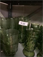 LOT OF GREEN GLASSES