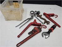 Hand Tool Lot Deering, Pipe Wrench, Hitch Ball +