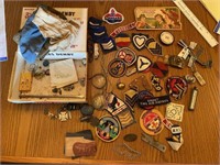 Cigar Box of Military Patches & Collectibles