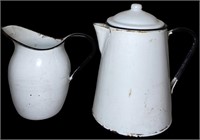 Vintage Enamelware Pitcher & Coffee Pot