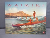 ~ Waikiki Hawaii - Los Angeles Steamship Co Metal