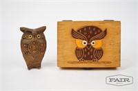 Wooden Owl Box and Miniature