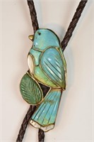 Indian Bolo w/Turquoise Inlaid Bird Signed