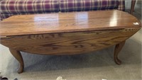 DROP SIDE WOODEN COFFEE TABLE, 17" X 47" X 17"