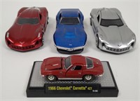 Lot of 4 Die Cast Corvette Scale Model Toys