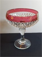 Indiana Cranberry Diamond Point Pedestal Compote