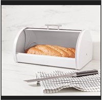 threshold metal bread box, white