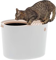 IRIS USA Large Round Top Entry Cat Litter Box