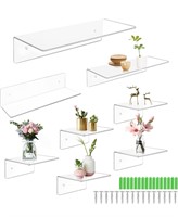 8 Packs Clear Small Acrylic Floating Shelves