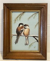 Hazel Fadely Oil on Board "Love Birds"