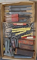 large lot of files, drill bits and sharpening