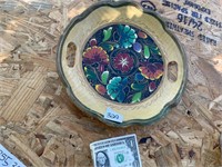 Vtg Hand painted Wooden Serving platter