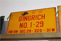 SHELL OIL CO GINGRICH METAL SIGN