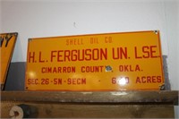 SHELL OIL CO. H.L. FERGUSON UN.LSE. METAL SIGN