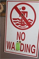 NO WADDING METAL SIGN