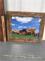 MM tractor and spreader picture w/wood frame