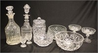 Group cut crystal tableware pieces