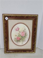 Framed Foral Print with Gold Trim