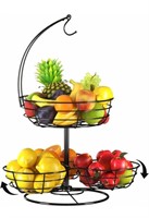 Rotating Fruit Basket Bowl with Banana Hanger f