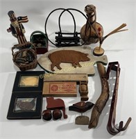 Assortment of Vintage Wooden Home Decor & Games