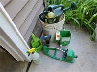Garden supplies, sprinkler, seeder, spray bottle,