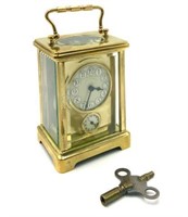 Sgd. Shreve & Co. Antique Brass Carriage Clock.