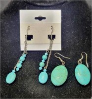 2 Sets of Turquoise Style Earrings