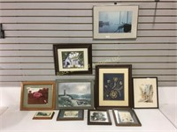 Lot of 10 framed pieces of wall art