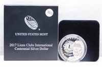 2017 Lions Clubs Proof Silver Dollar with COA and