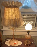 (2) DEPRESSION GLASS VANITY LAMPS