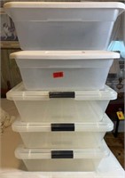 (5) 41 QT UNDERBED TOTES W/ LIDS