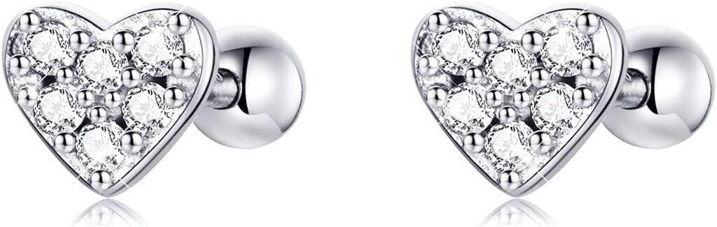 Round .20ct White Sapphire Heart Earrings