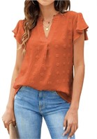 C378  Fantaslook V Neck Ruffle Sleeve Summer Top