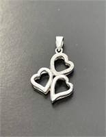 14 KT WG Three-Heart Pendant with Diamonds