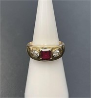 14 KT Vintage Ruby and Diamond Ring