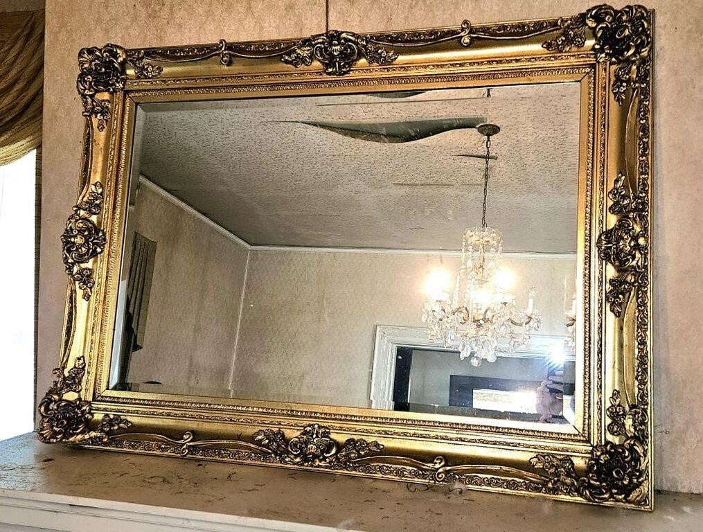 Large Ornate Gold Framed Mirror 52" x 38"
