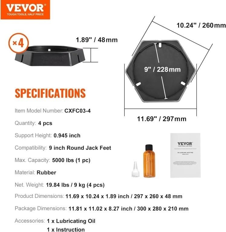 VEVOR RV Leveling Pads, 9 Inch Round Landing Feet