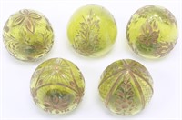 FABERGE STYLE ST. PETERSBURG GREEN GLASS EGGS