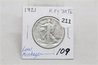 Key Date 1921P Walking Liberty Half Dollar