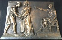 Stations of the Cross Religious Bronze Plaque.