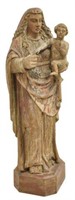 CONTINENTAL CARVED RELIGIOUS FIGURE MADONNA CHILD