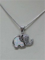 Sterling Silver, Opal & CZ's Pendant Necklace