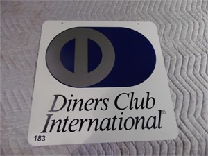 DINERS CLUB TIN SIGN, DOUBLE SIDED, 18"X18"