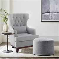 Lexicon Upholstered Wingback Chair, Light Gray