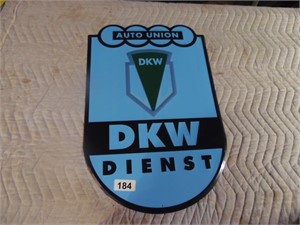 DKW AUTO UNION, TIN SIGN, 22"X15"
