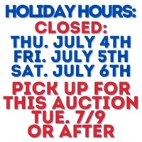 CLOSED JULY 4TH, 5TH & 6TH