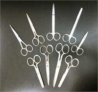 9 Vtg Stainless Steel Scissors