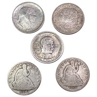 1858-1946 [5] Silver Half Dollars