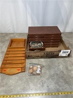 Wooden calendar with number cards and collector
