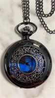 New pocket watch with chain, beautiful black